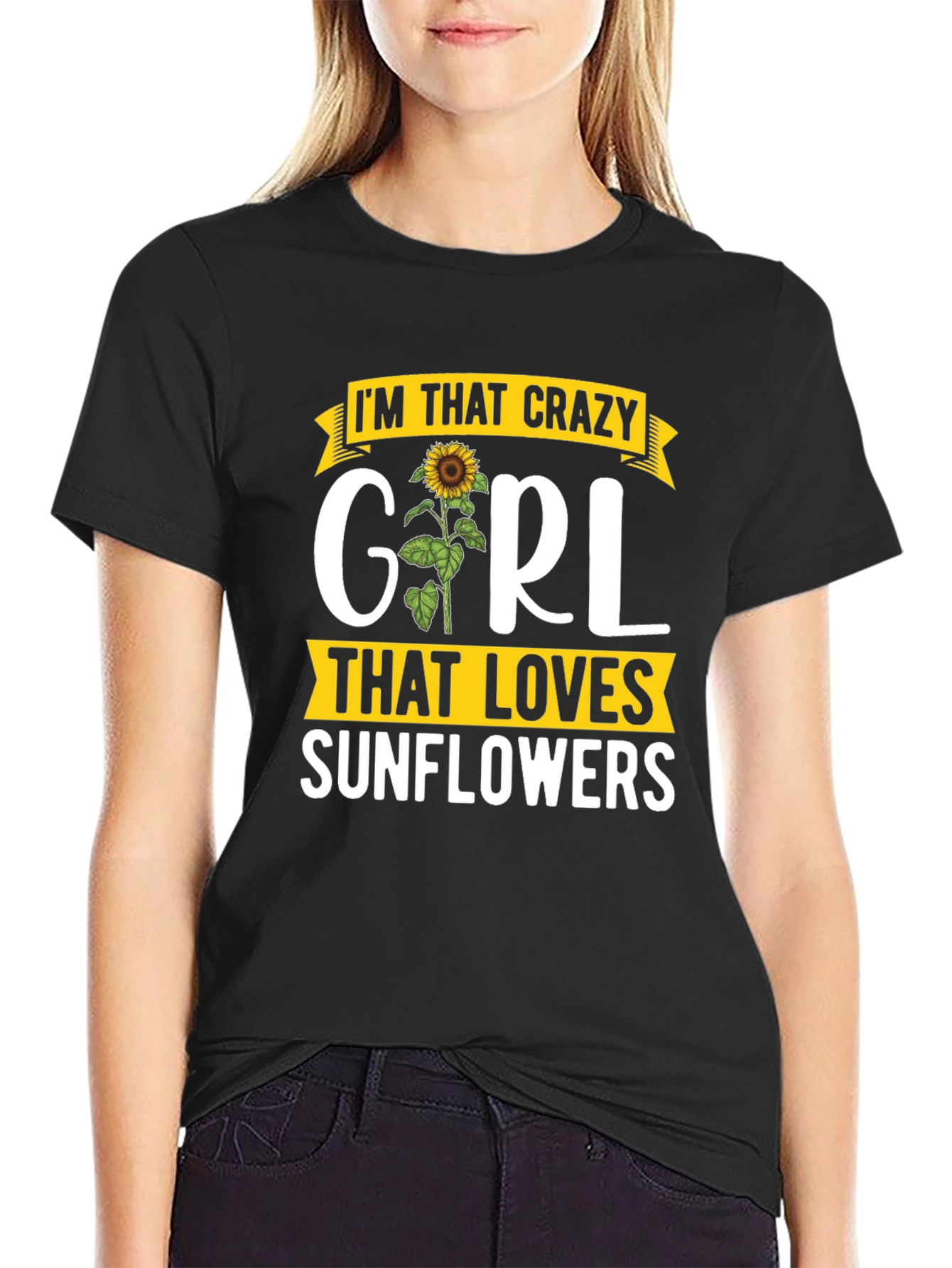 Crazy Girl Sunflower Graphic Tee