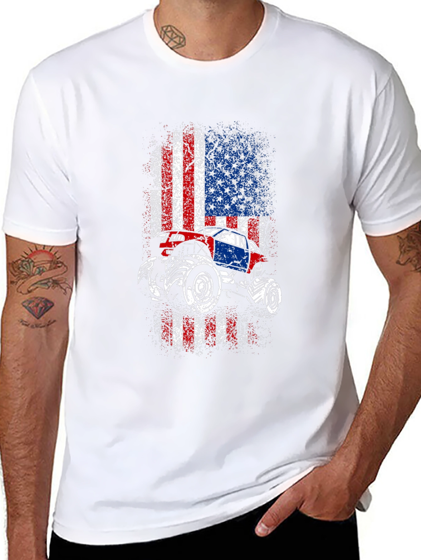 American Flag Monster Truck Graphic Tee