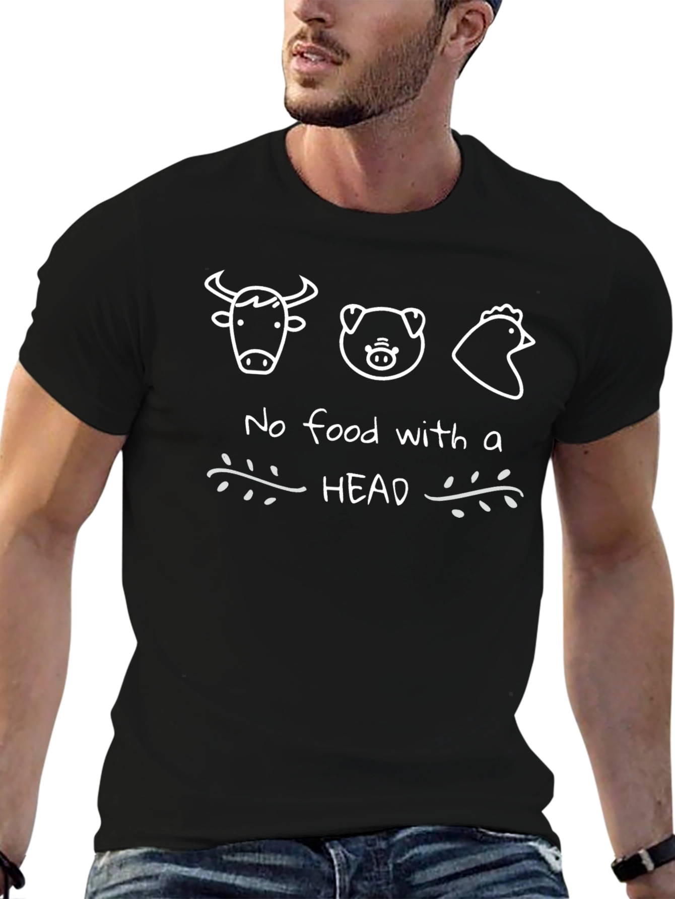Vegan Graphic Tee: No Food with a Head