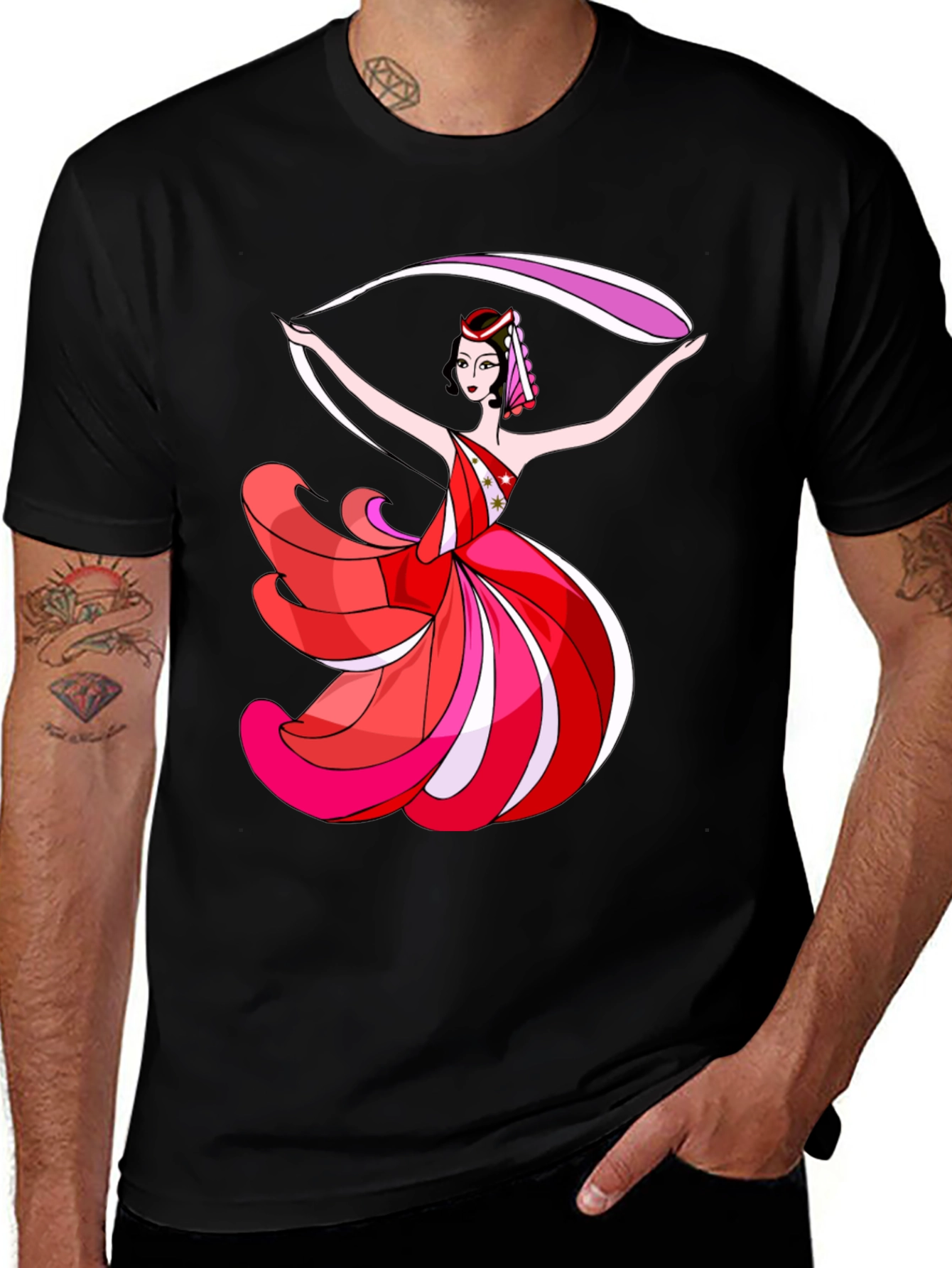 Dancing Lady Graphic T-Shirt - Black