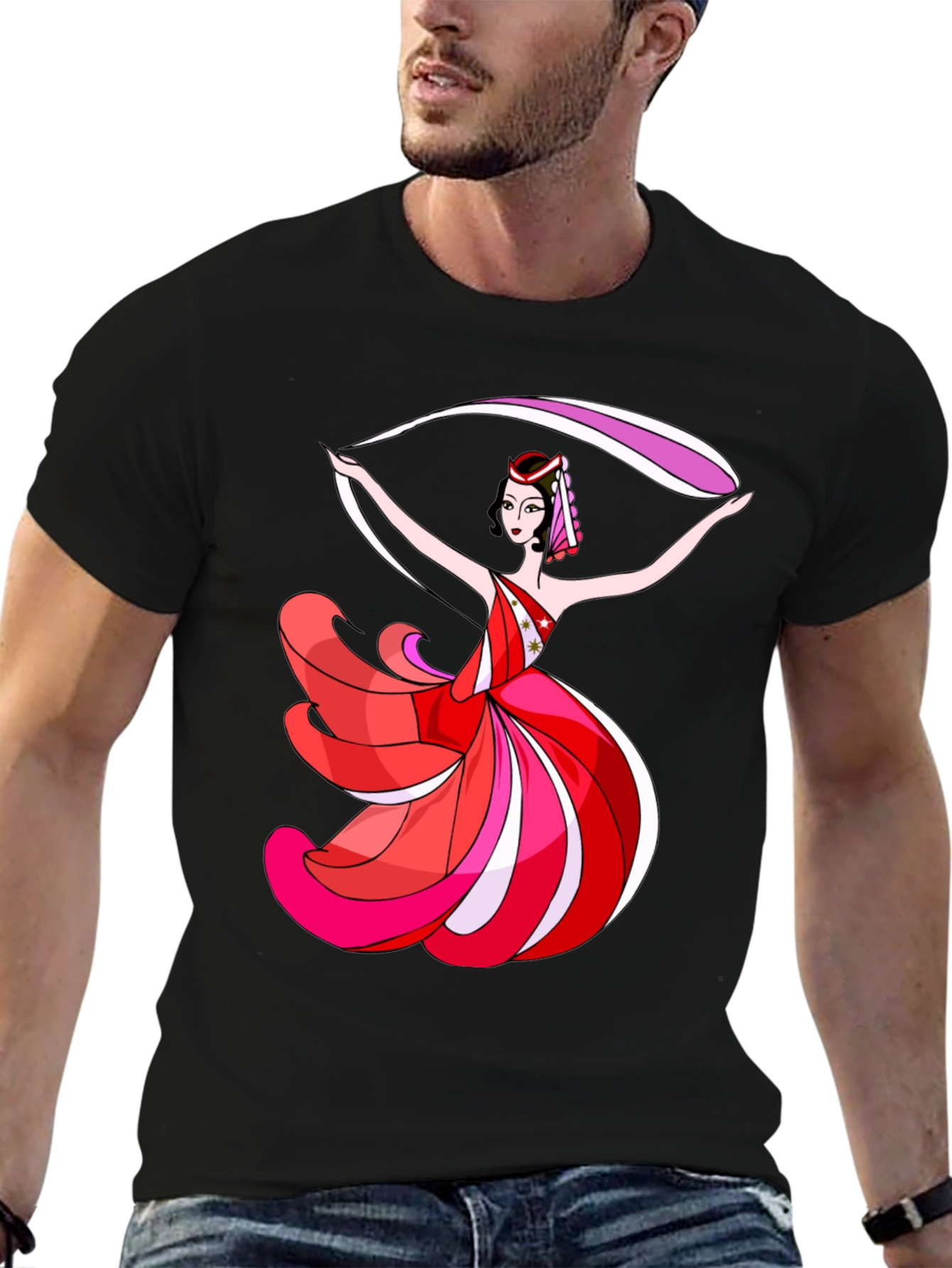 Dancing Lady Graphic T-Shirt - Black