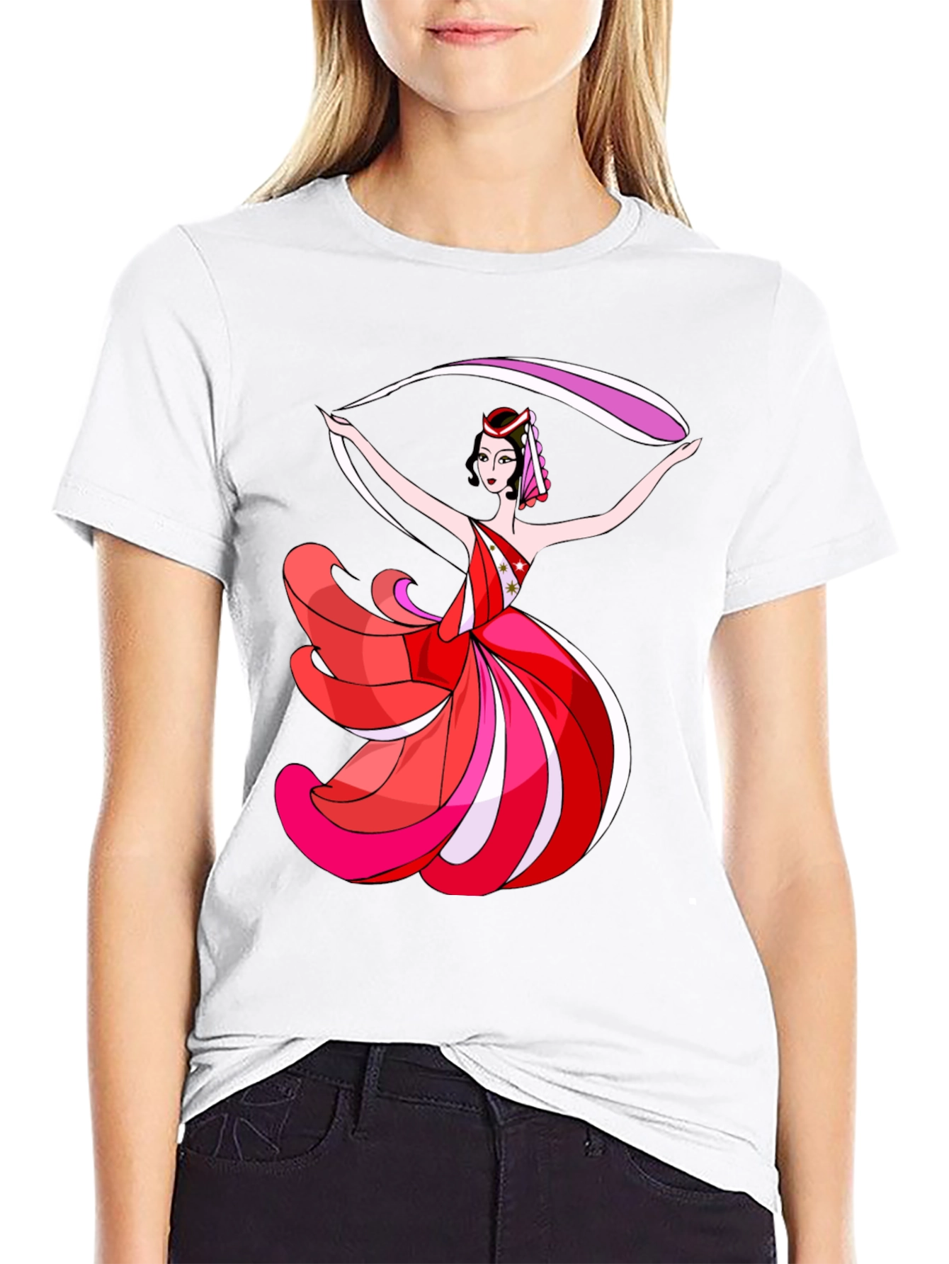 Dancing Lady Graphic T-Shirt - Black