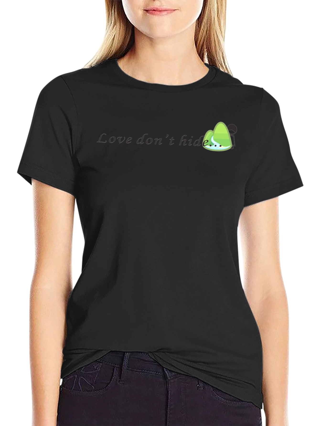 Mens Black Graphic T-Shirt - Love Dont Hide