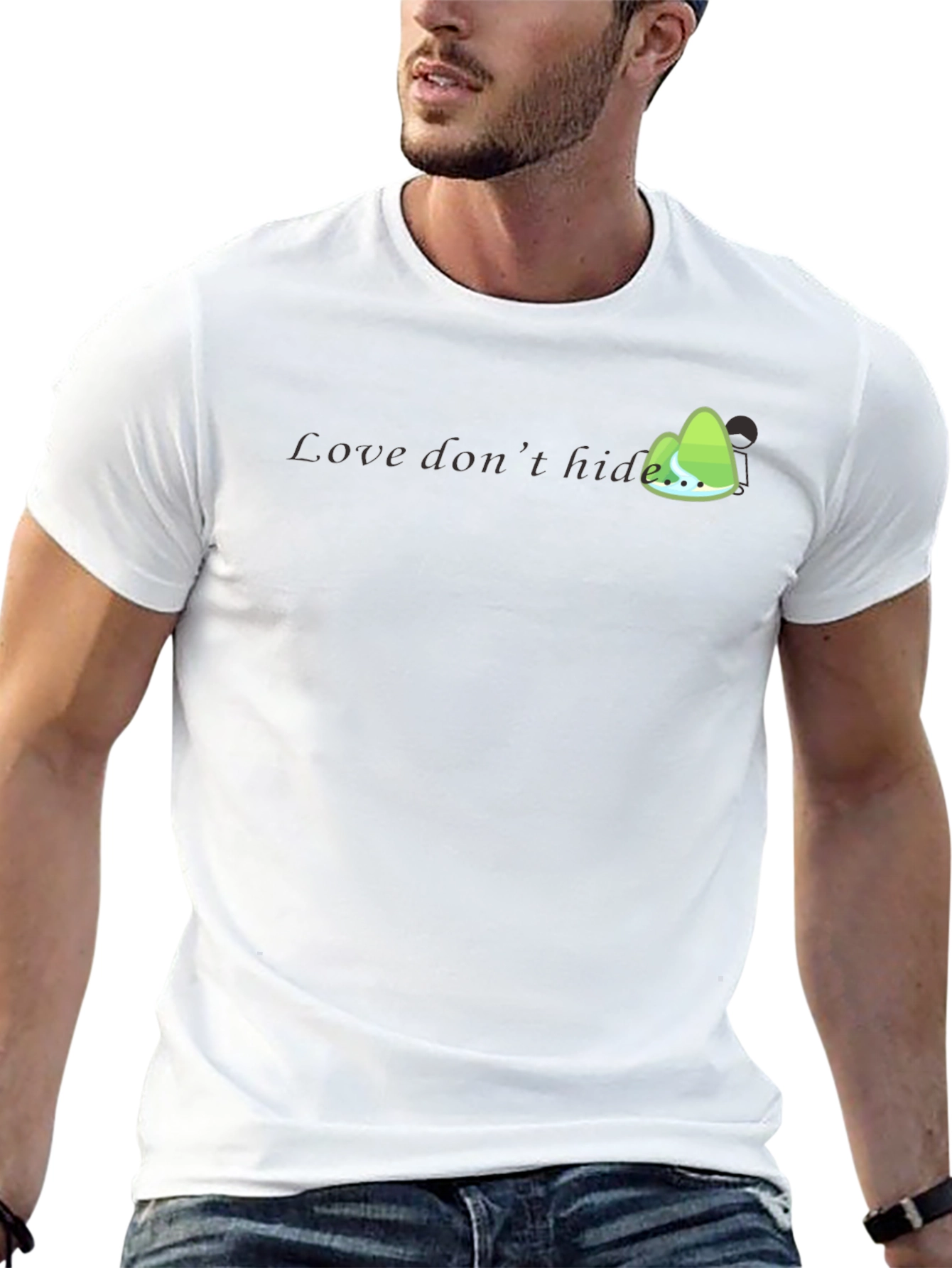 Mens Black Graphic T-Shirt - Love Dont Hide