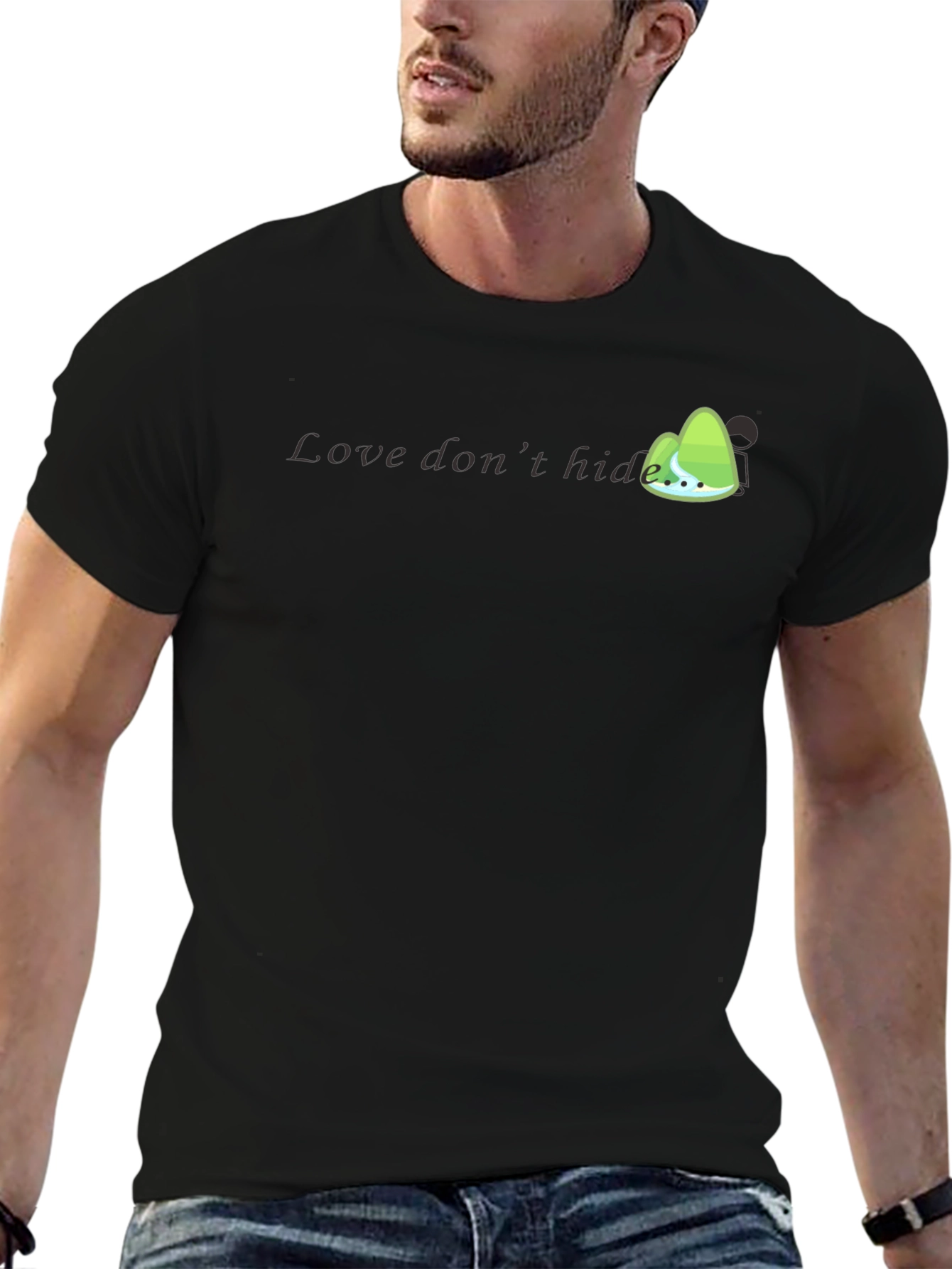 Mens Black Graphic T-Shirt - Love Dont Hide