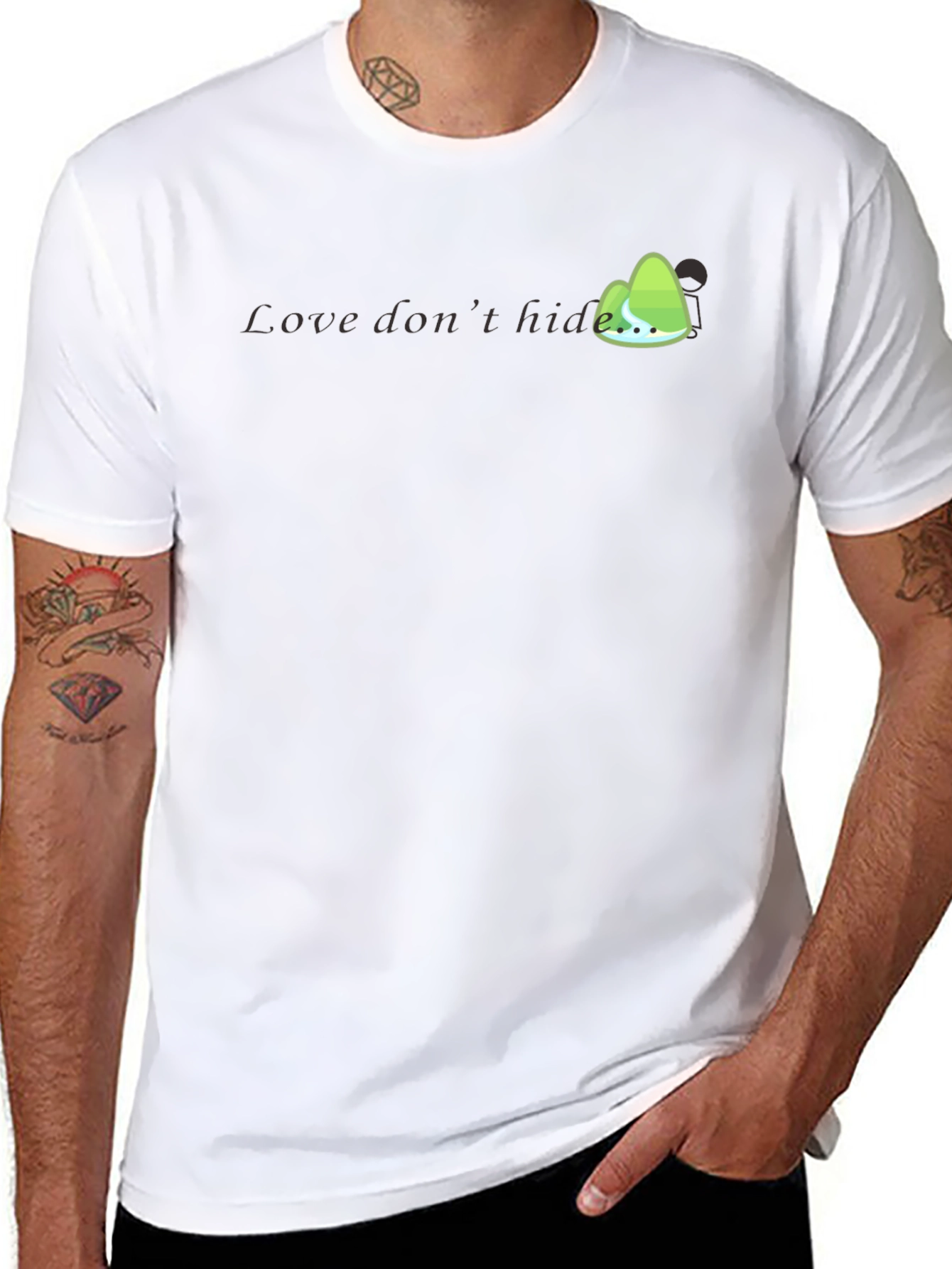 Mens Black Graphic T-Shirt - Love Dont Hide