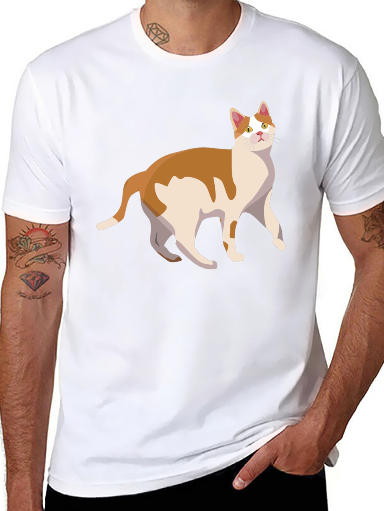 Cat Graphic Tee - Stylish Mens Black T-Shirt