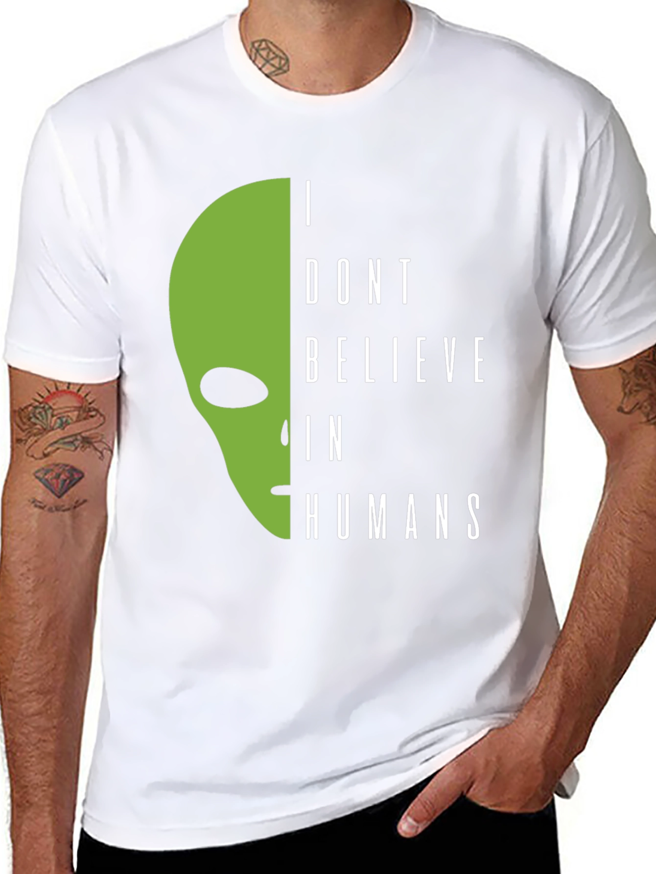 I Dont Believe In Humans Alien Graphic Tee