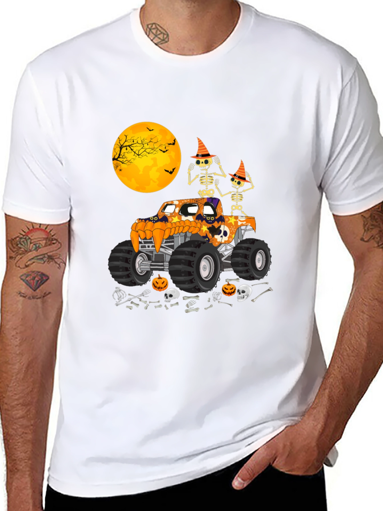 Halloween Monster Truck Skeleton T-Shirt