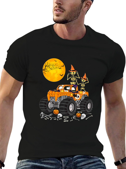 Halloween Monster Truck Skeleton T-Shirt