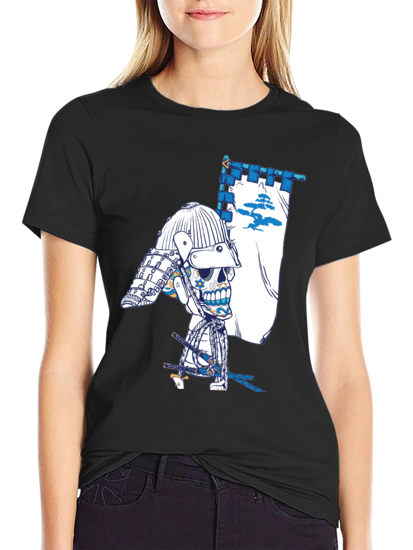 Samurai Skull Graphic Tee - Unique Design