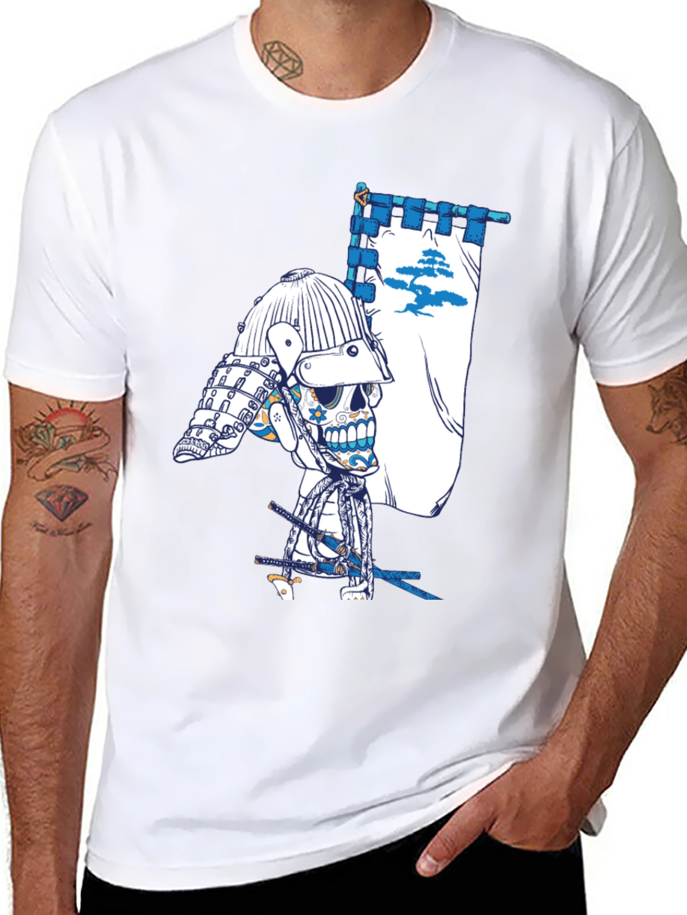 Samurai Skull Graphic Tee - Unique Design