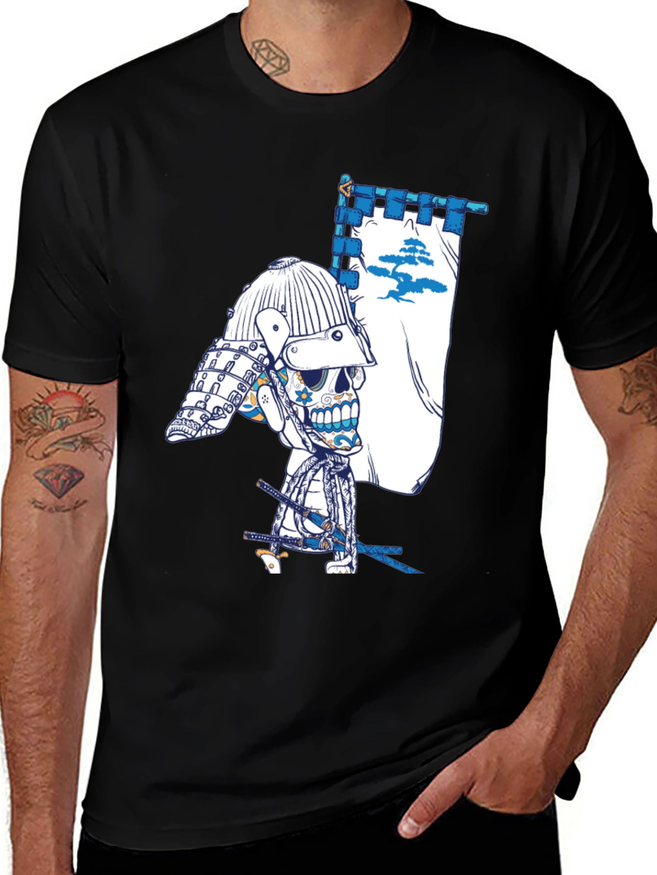 Samurai Skull Graphic Tee - Unique Design