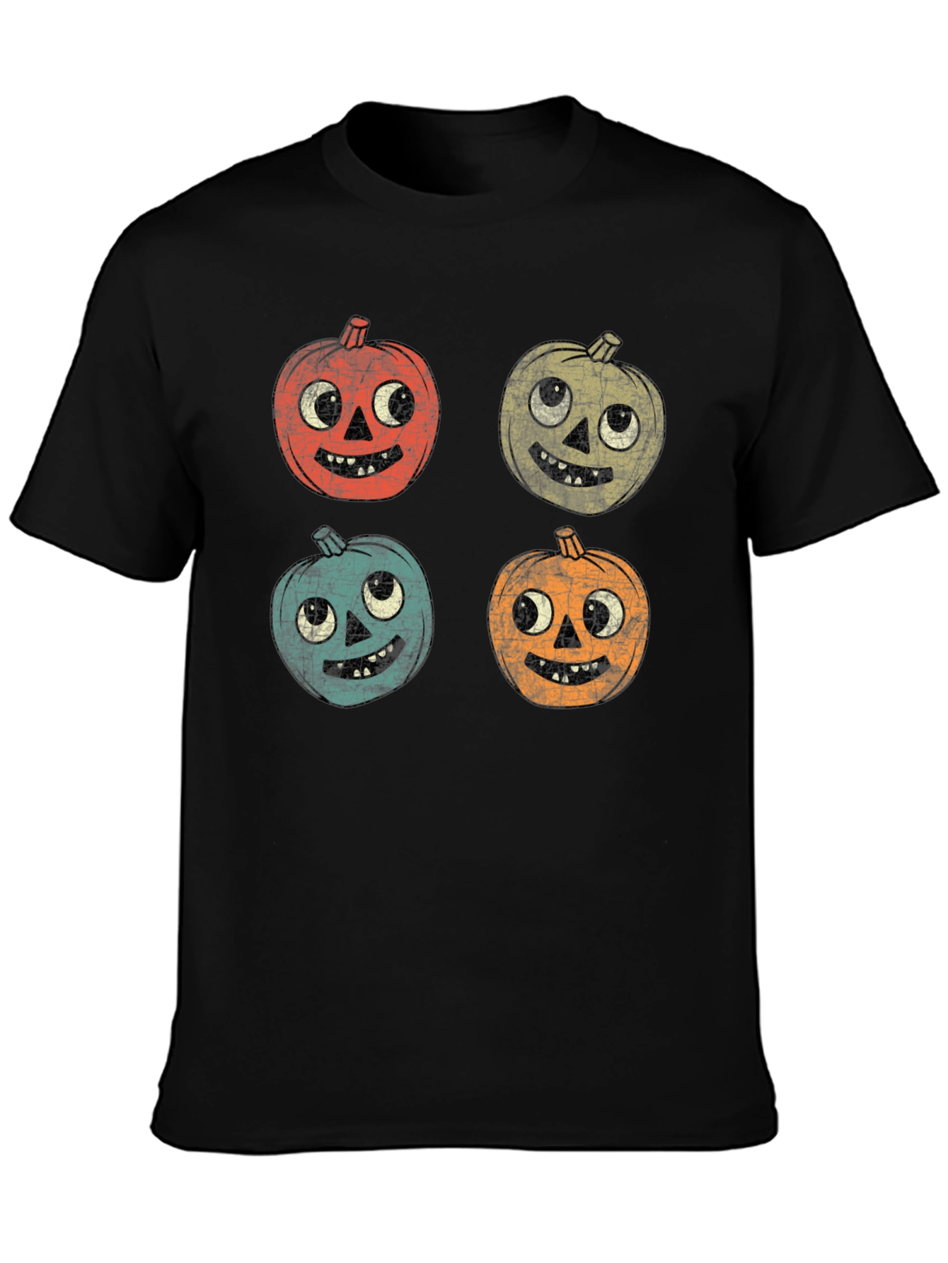 Retro Halloween Pumpkin Face Graphic Tee