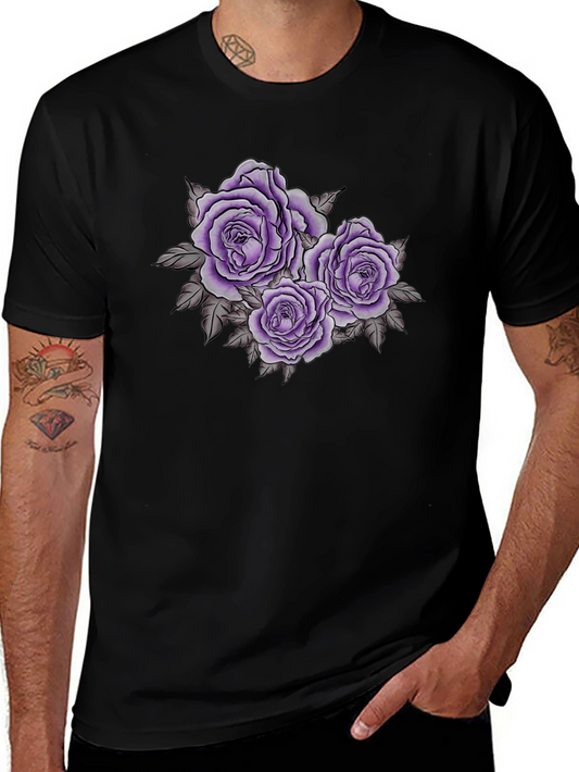 Floral Rose Graphic Black T-Shirt