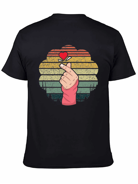 Finger Heart Graphic Tee - Korean Love Sign T-Shirt