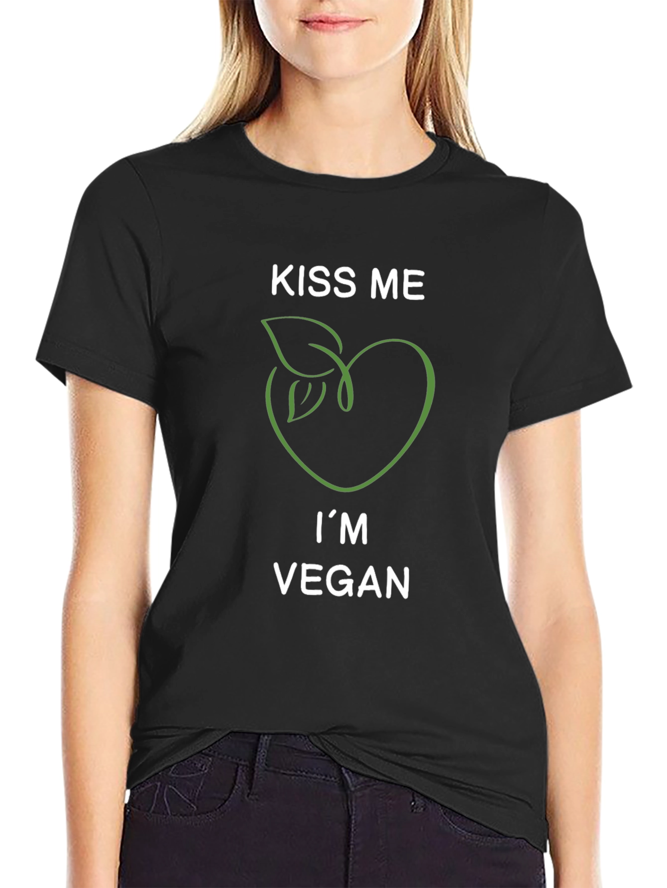 Kiss Me Im Vegan T-Shirt - Black
