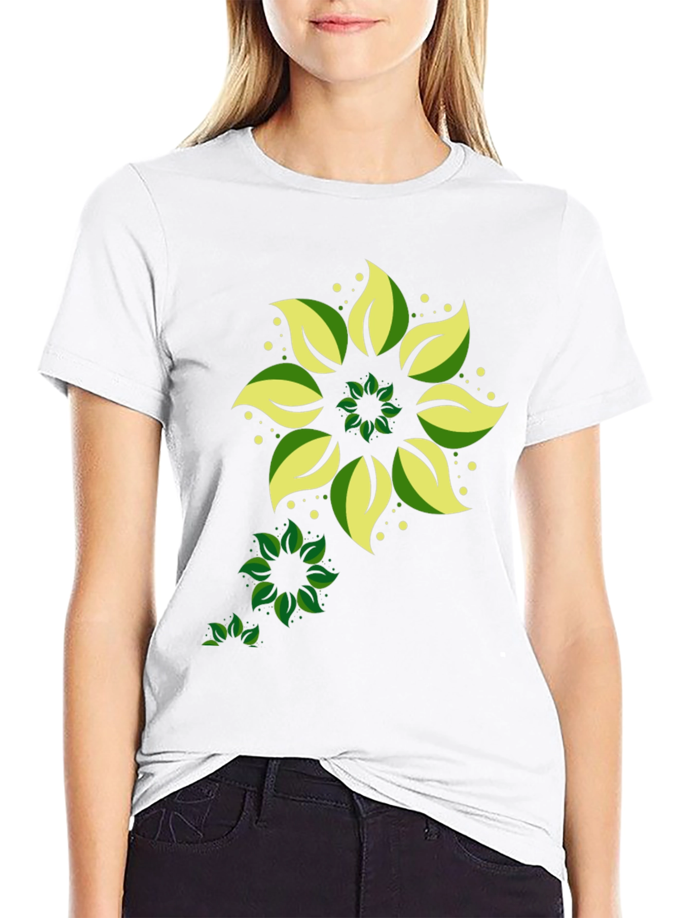 Leaf Mandala Graphic Black T-Shirt