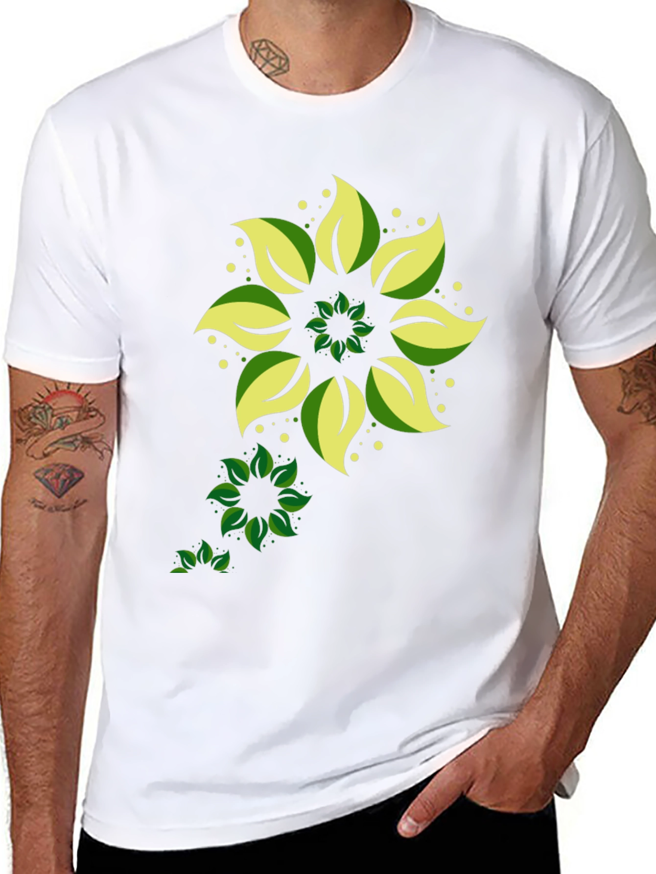 Leaf Mandala Graphic Black T-Shirt