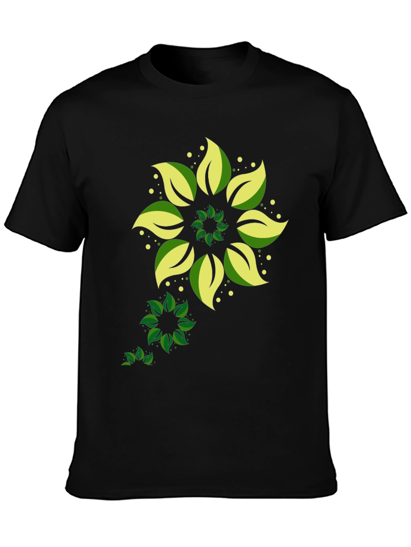 Leaf Mandala Graphic Black T-Shirt