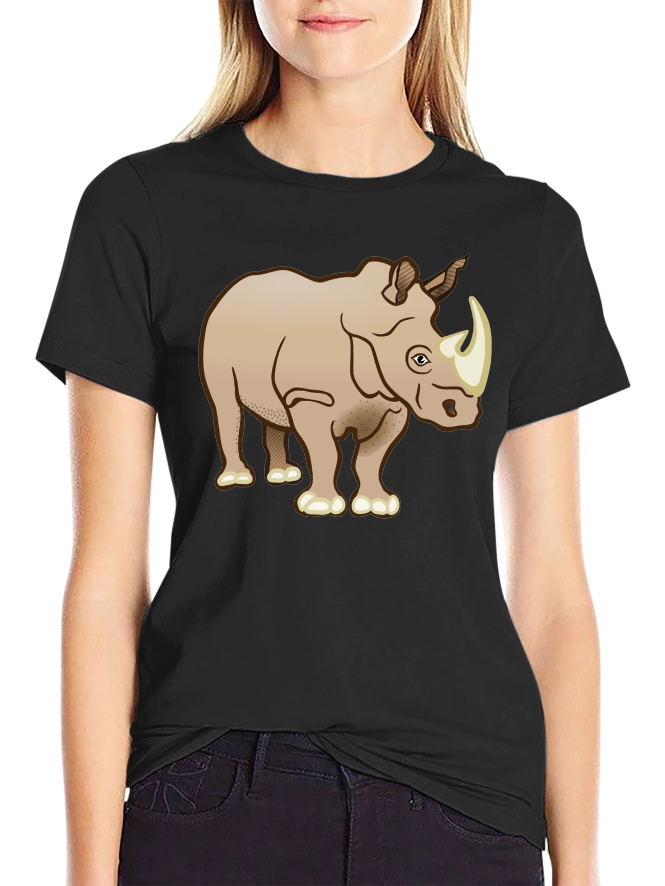 Rhinoceros Graphic T-Shirt - Black Cotton Tee