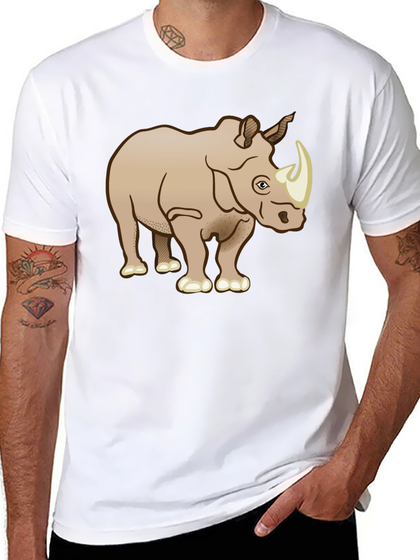 Rhinoceros Graphic T-Shirt - Black Cotton Tee