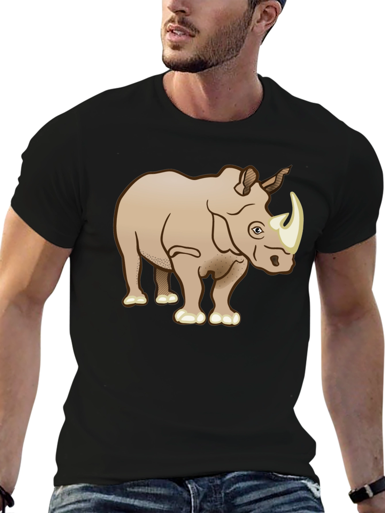 Rhinoceros Graphic T-Shirt - Black Cotton Tee
