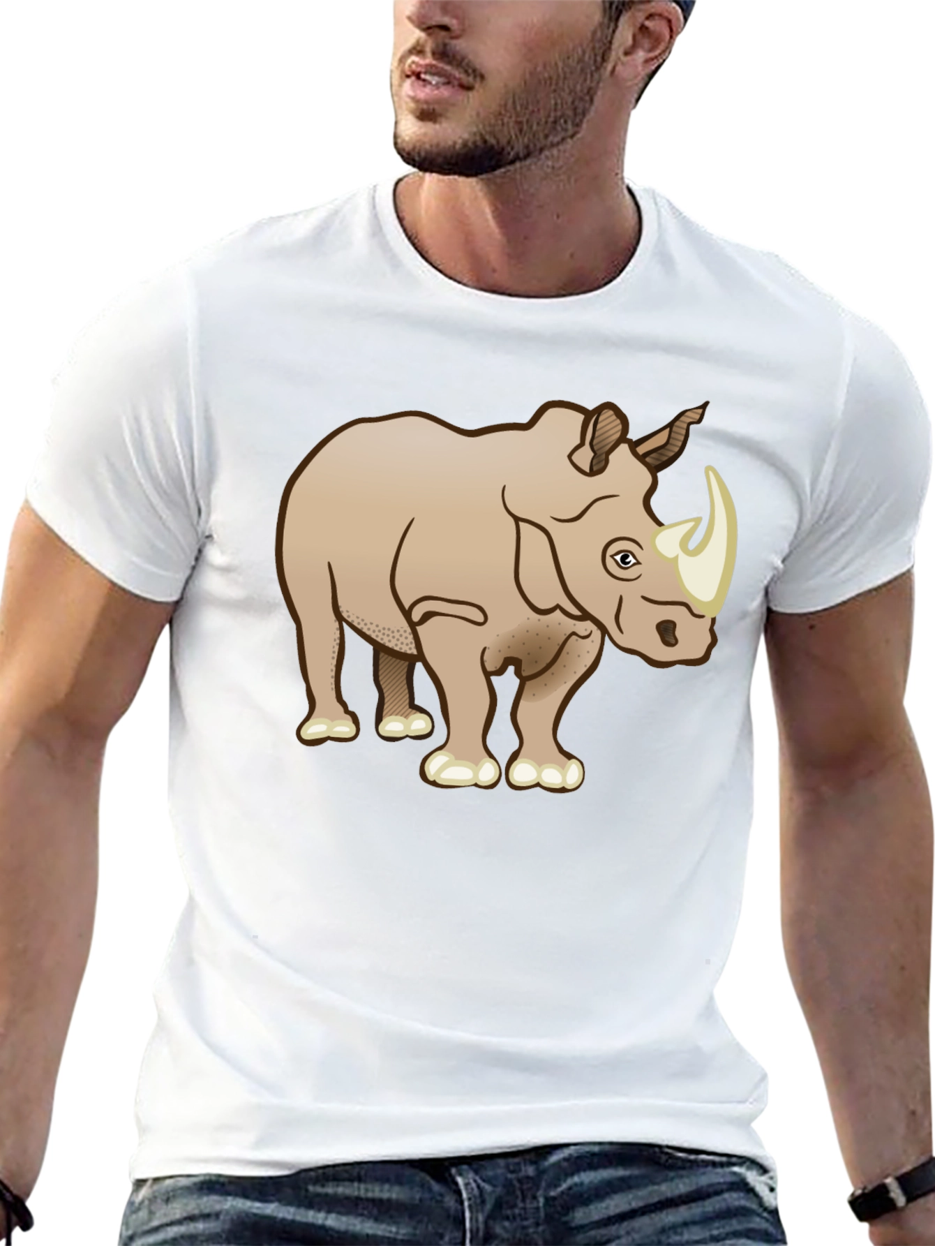 Rhinoceros Graphic T-Shirt - Black Cotton Tee