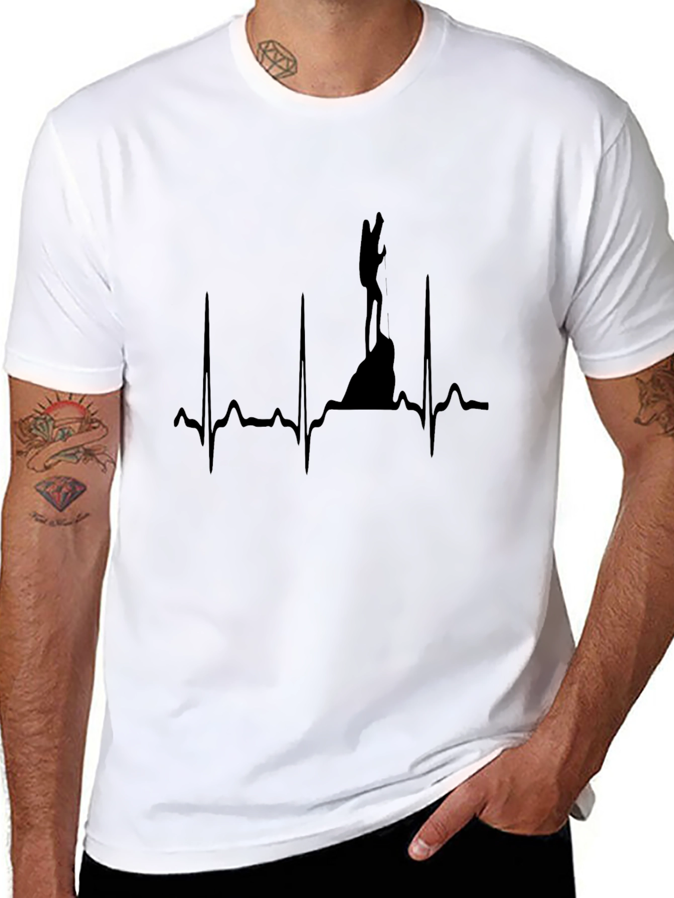 Climbing Heartbeat Graphic T-Shirt - Black