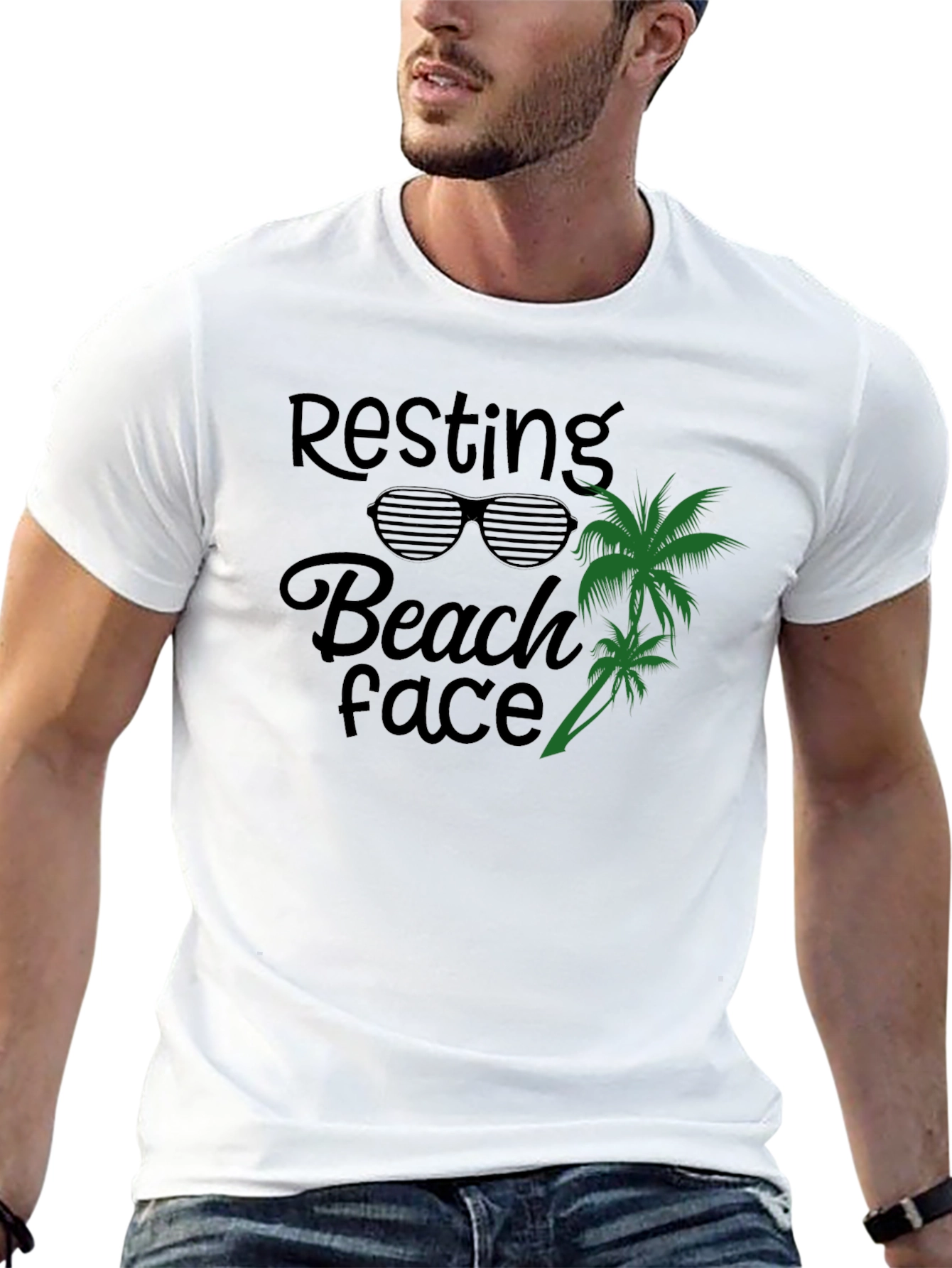 Resting Beach Face Graphic T-Shirt