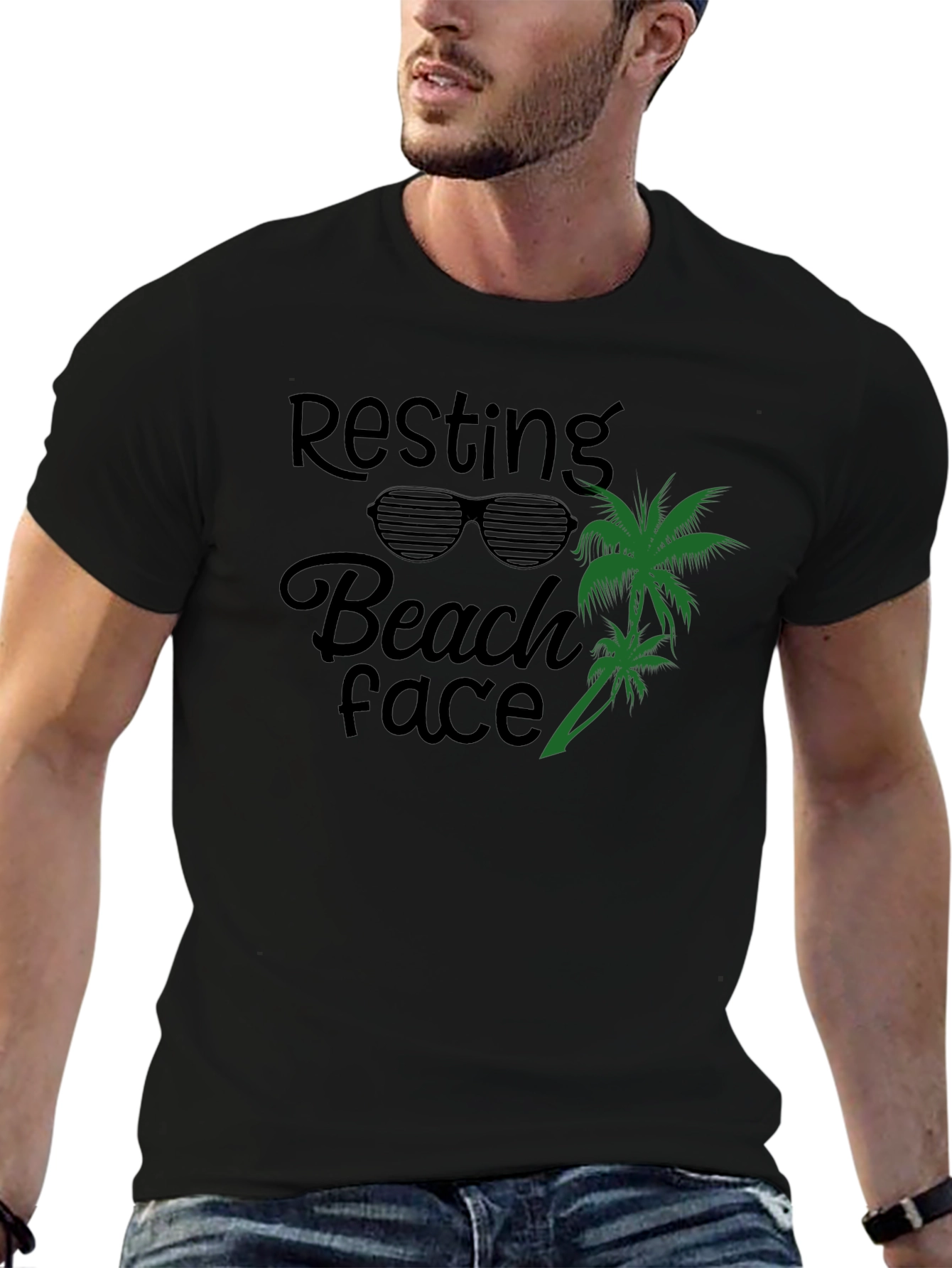 Resting Beach Face Graphic T-Shirt
