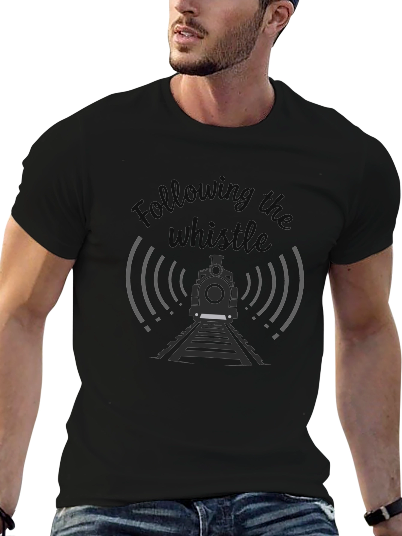 Following That Whistle Graphic Tee - Black