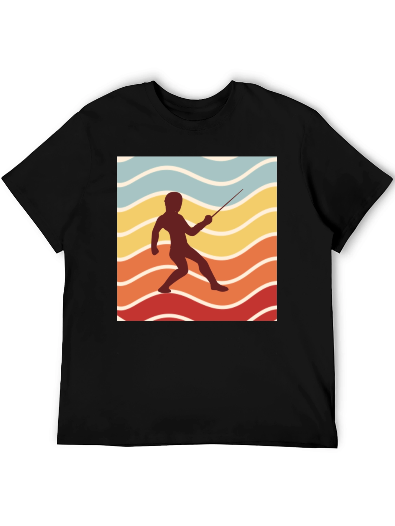 Retro Fencing Silhouette Graphic T-Shirt