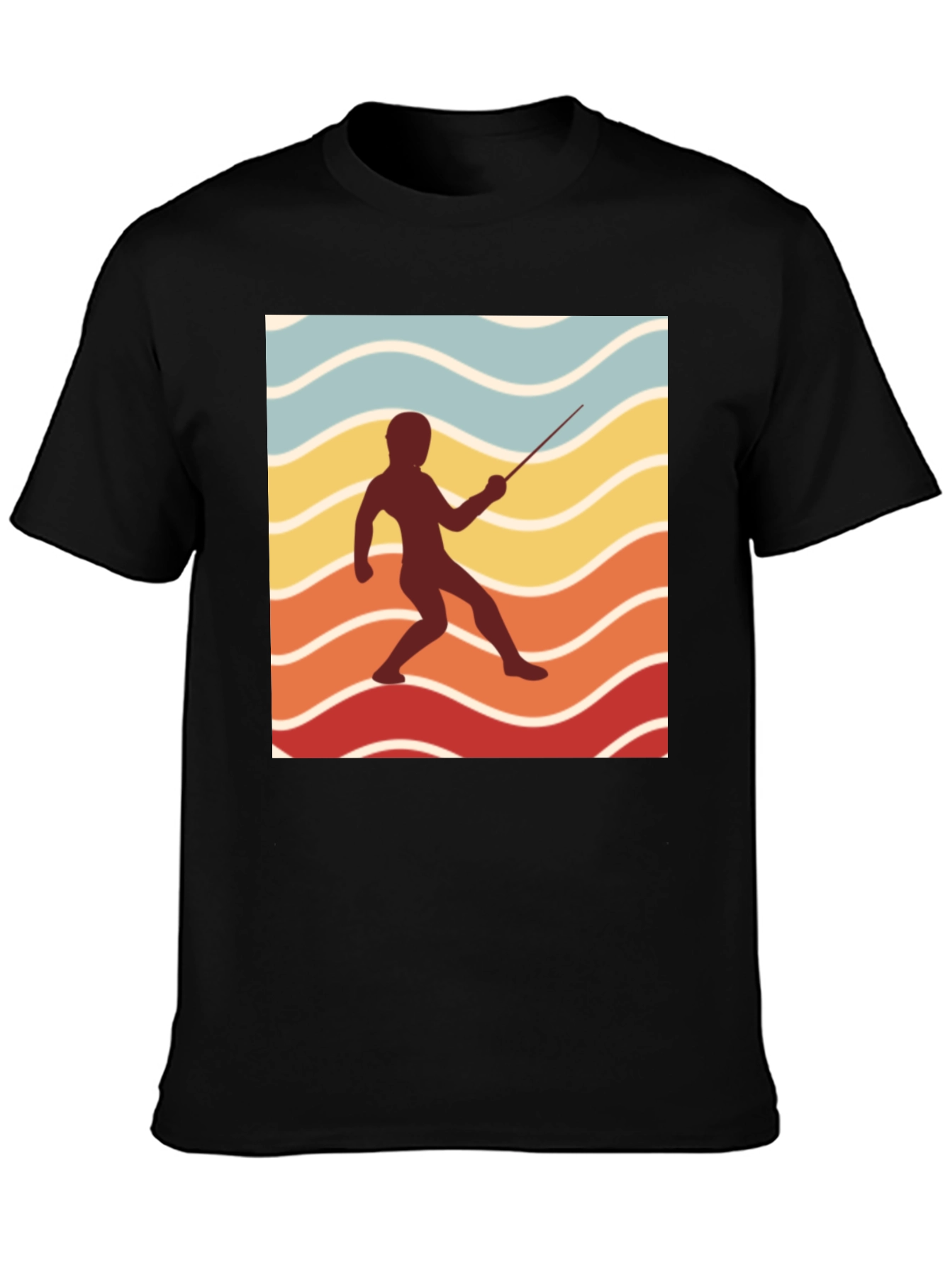Retro Fencing Silhouette Graphic T-Shirt