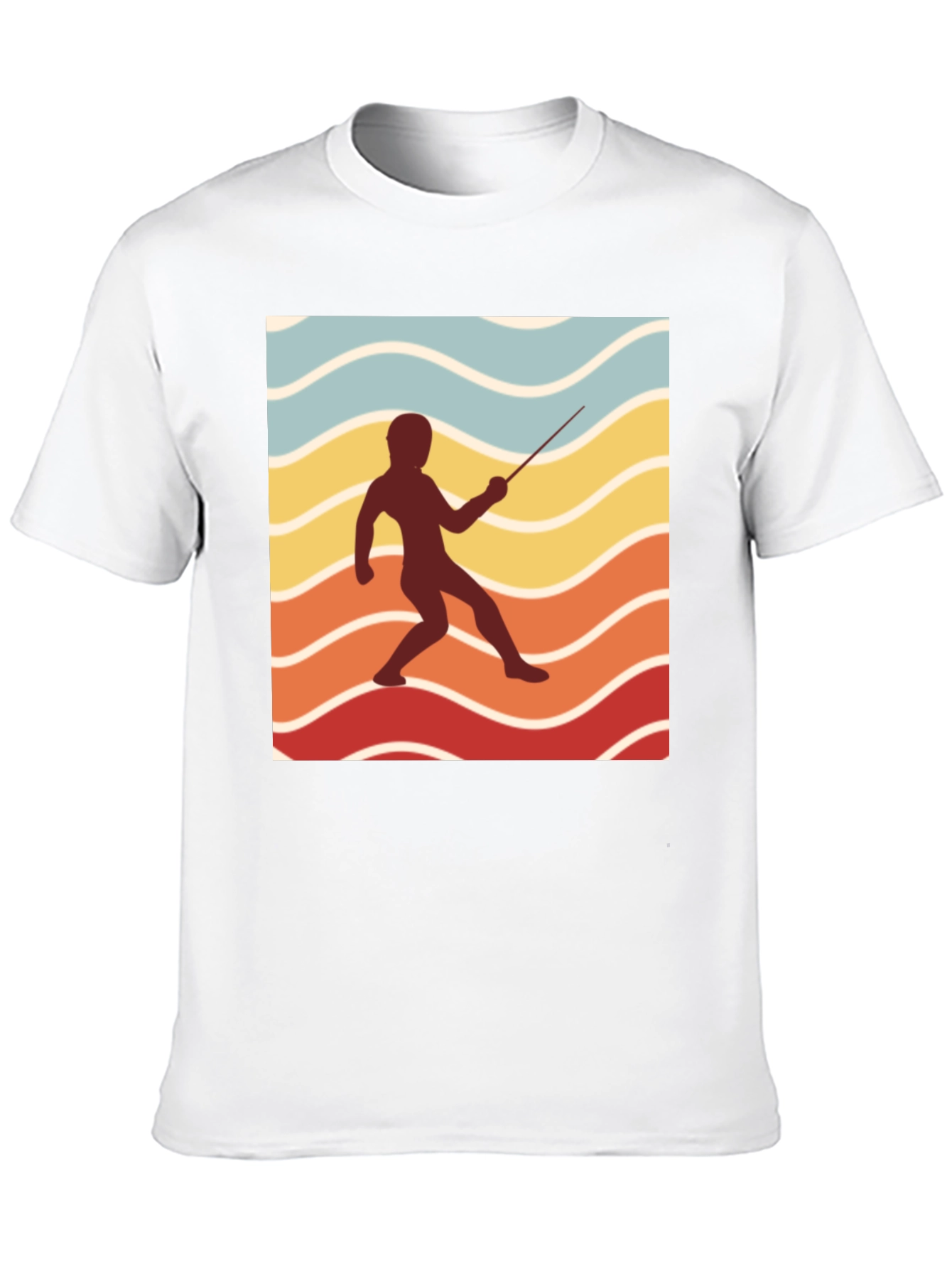Retro Fencing Silhouette Graphic T-Shirt