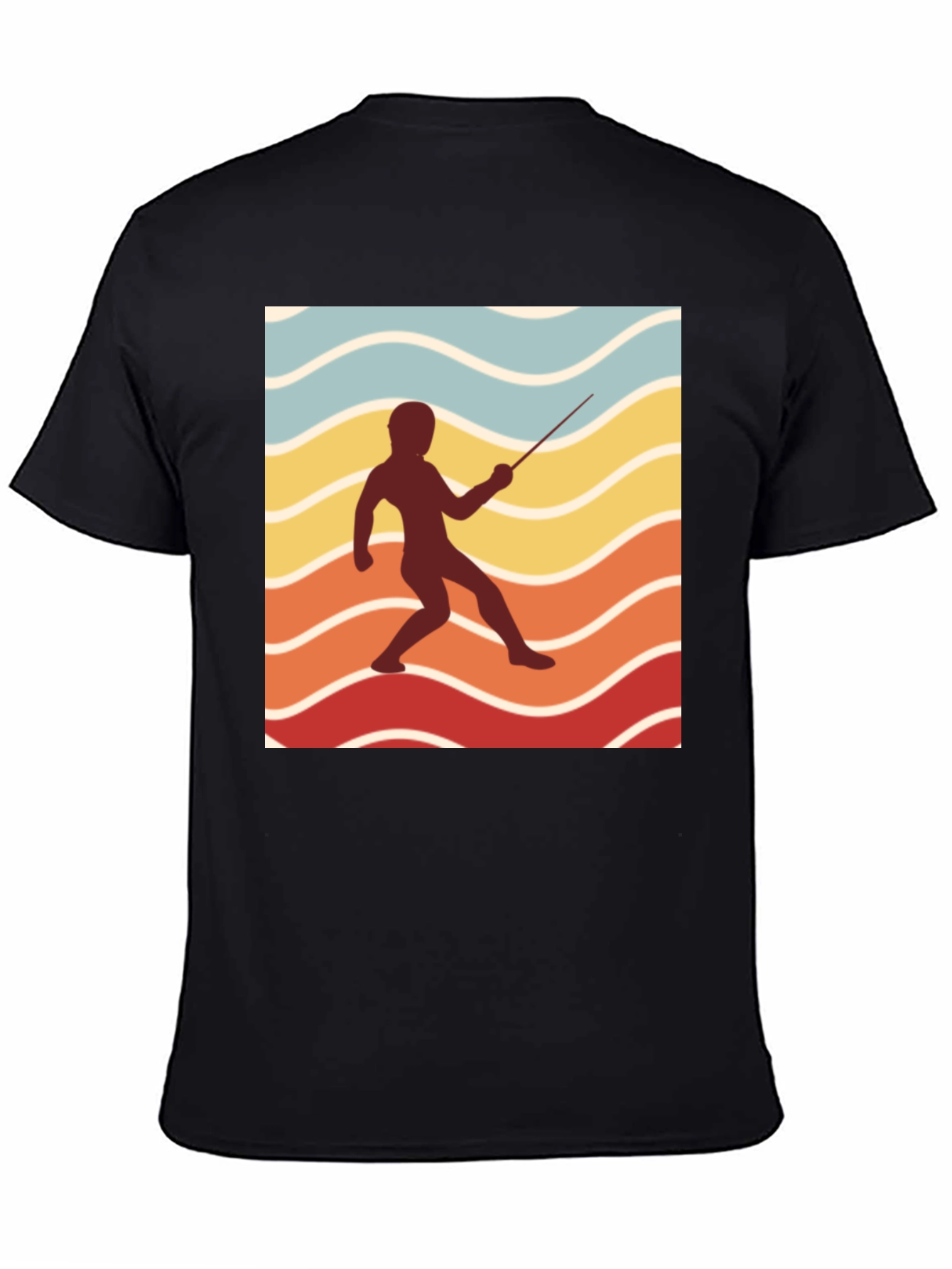 Retro Fencing Silhouette Graphic T-Shirt