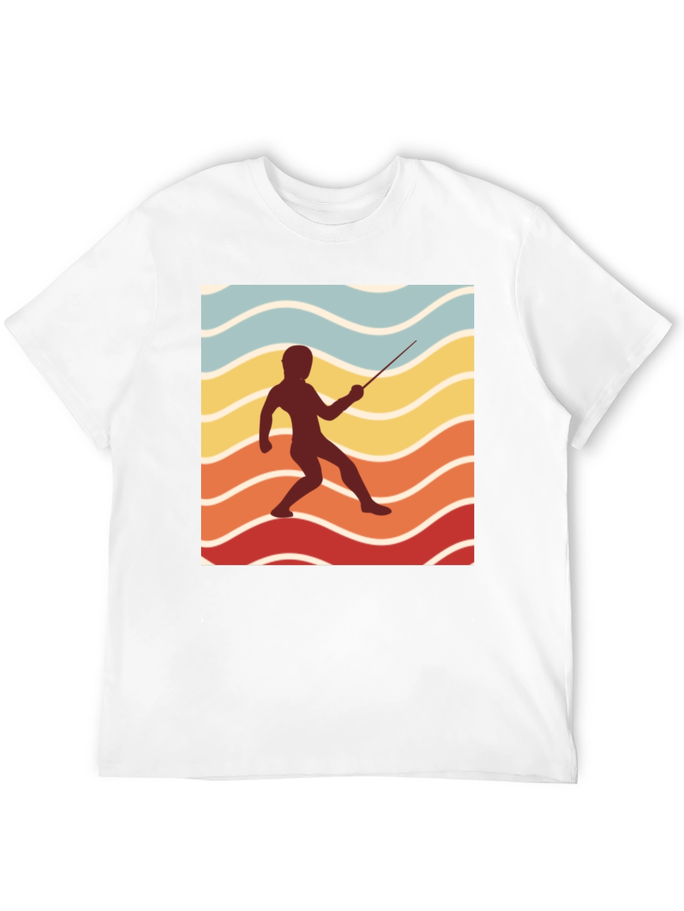 Retro Fencing Silhouette Graphic T-Shirt