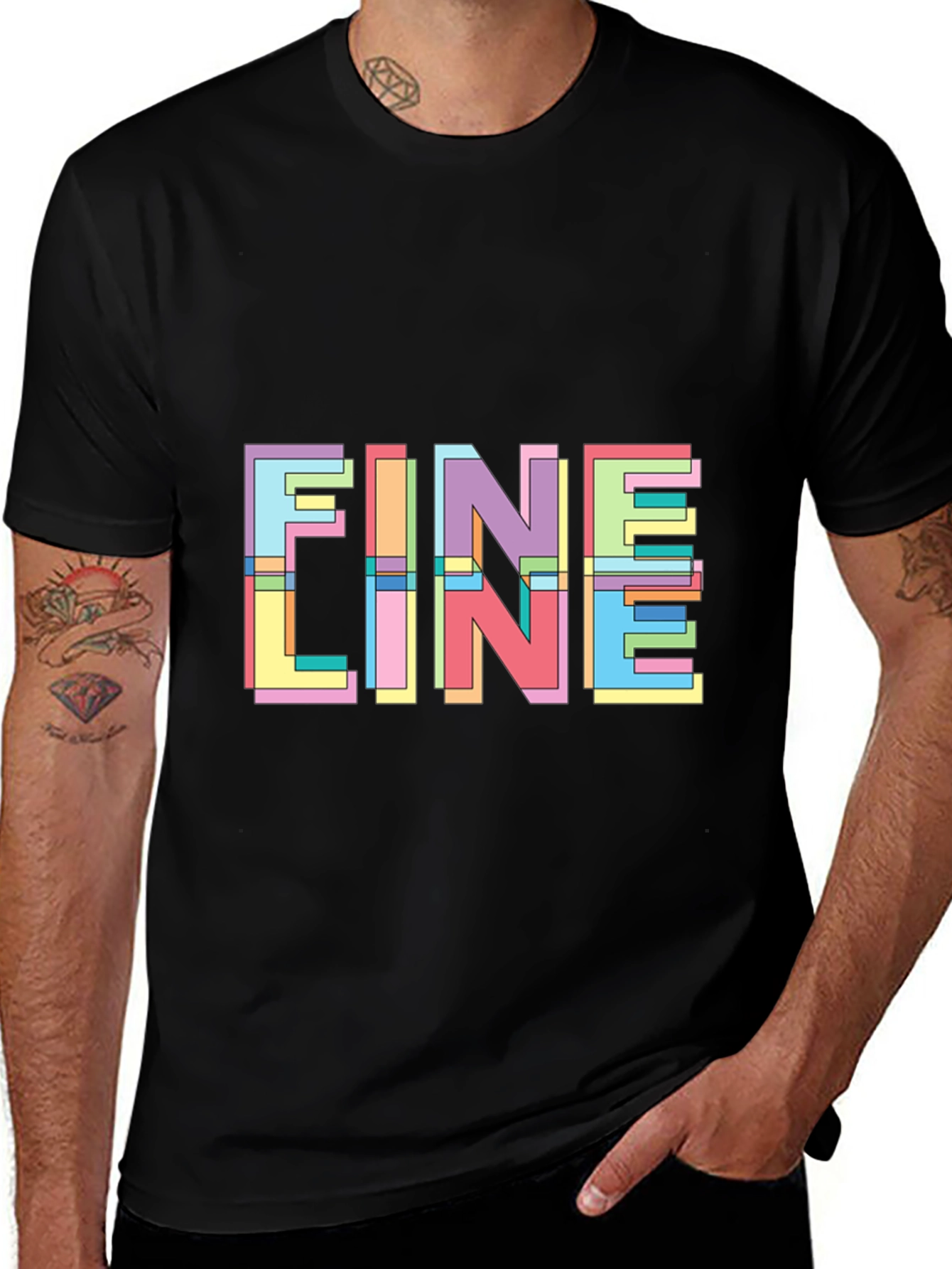 Fine Line Graphic Tee - Modern Pop Art T-Shirt