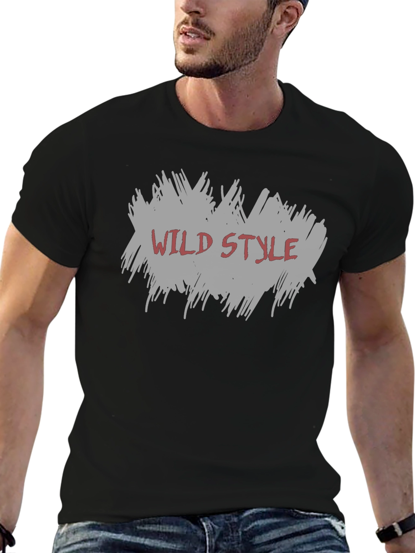 Wild Style Graphic Tee - Trendy Mens Black T-Shirt
