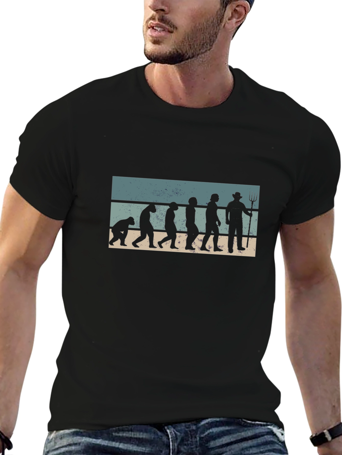 Farmer Evolution T-Shirt - Black Cotton Blend
