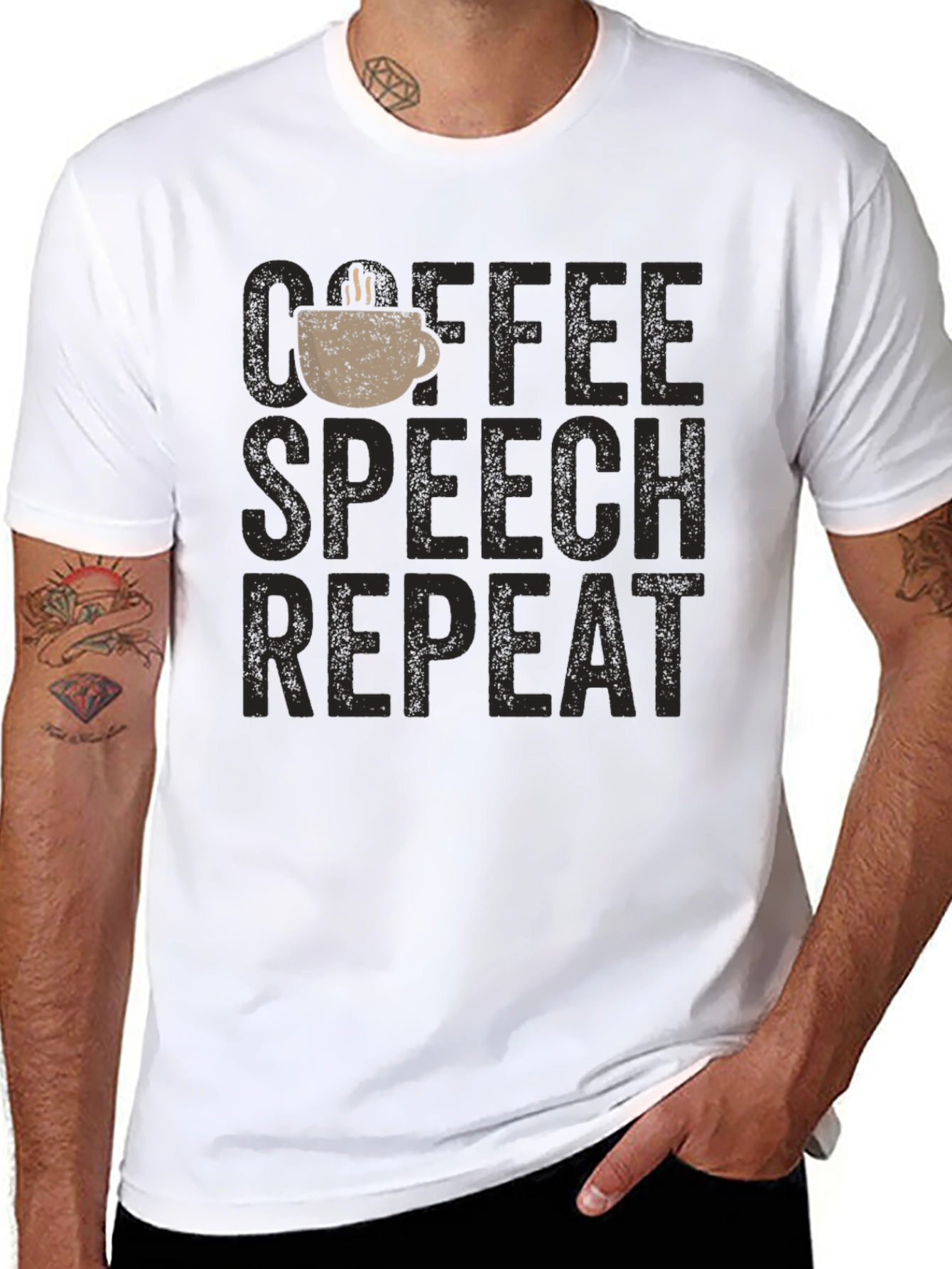 Coffee Speech Repeat Graphic T-Shirt