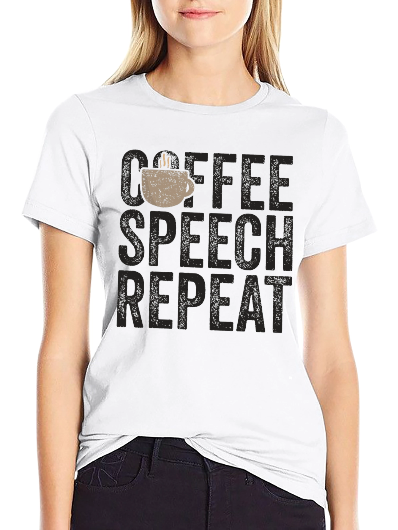 Coffee Speech Repeat Graphic T-Shirt