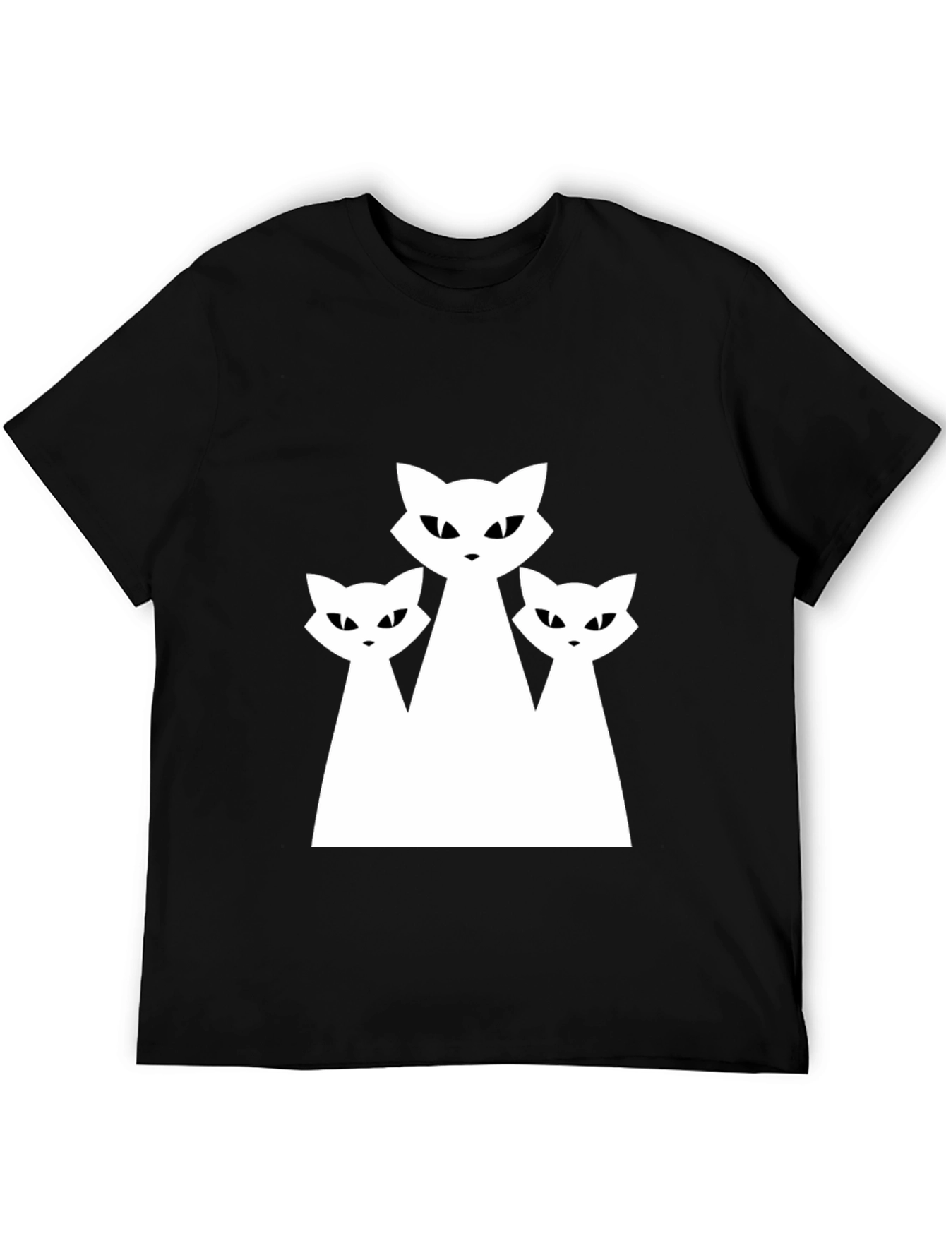 Three Cats Graphic Tee - Black Cotton T-Shirt