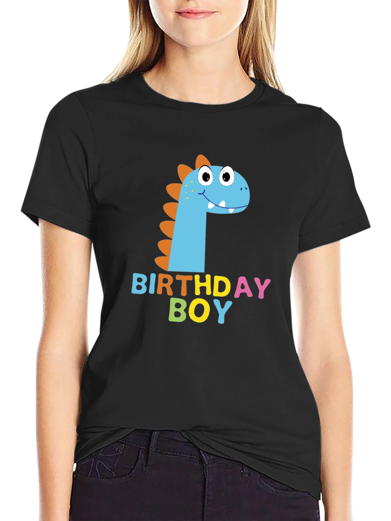 Birthday Boy Dinosaur Graphic Black T-Shirt