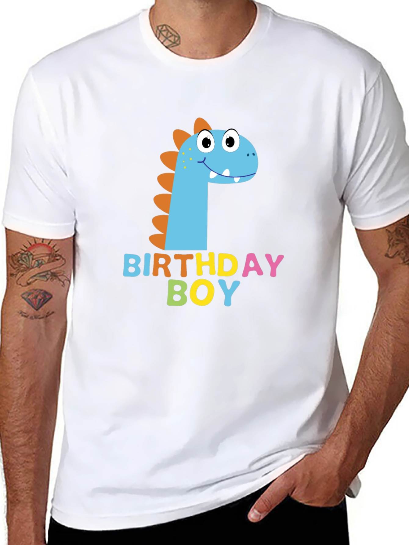 Birthday Boy Dinosaur Graphic Black T-Shirt