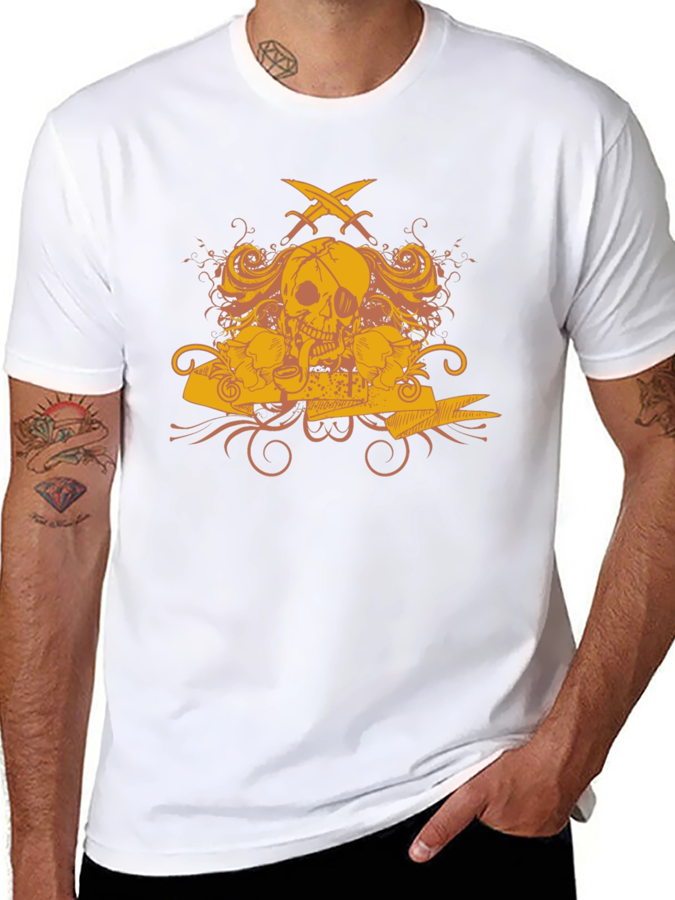 Skull Pirate T-Shirt - Mens Black Graphic Tee