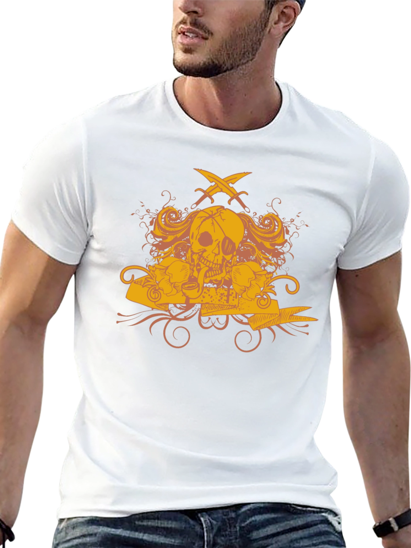 Skull Pirate T-Shirt - Mens Black Graphic Tee