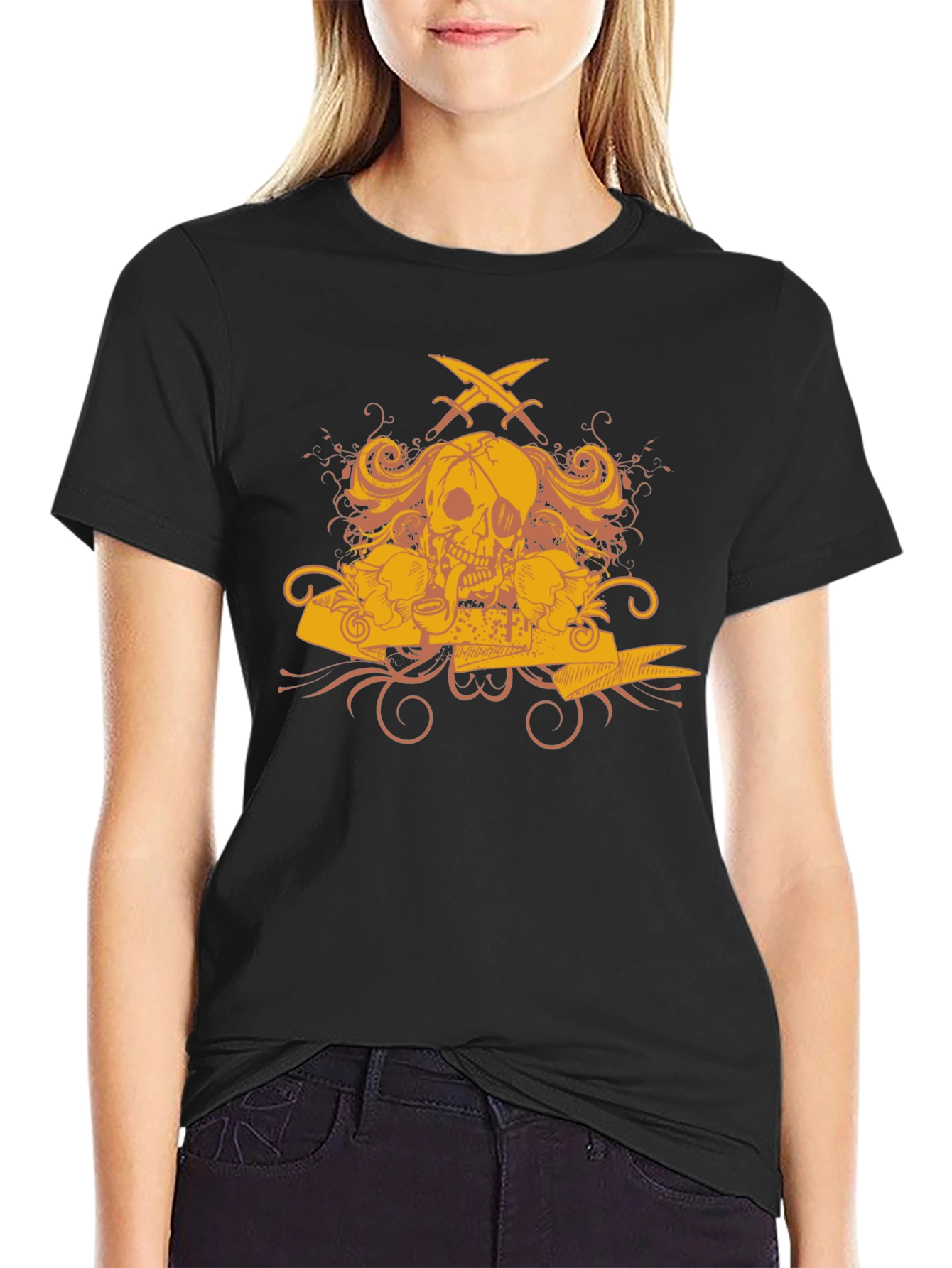 Skull Pirate T-Shirt - Mens Black Graphic Tee