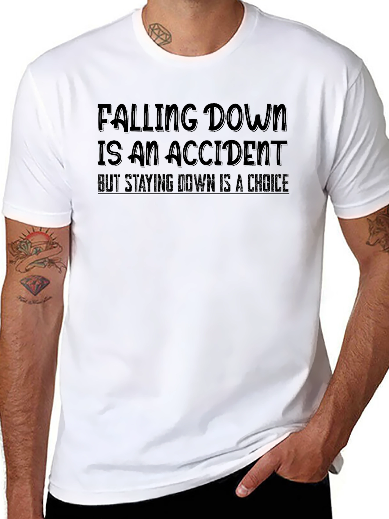 Inspirational Falling Down Graphic Tee - Black