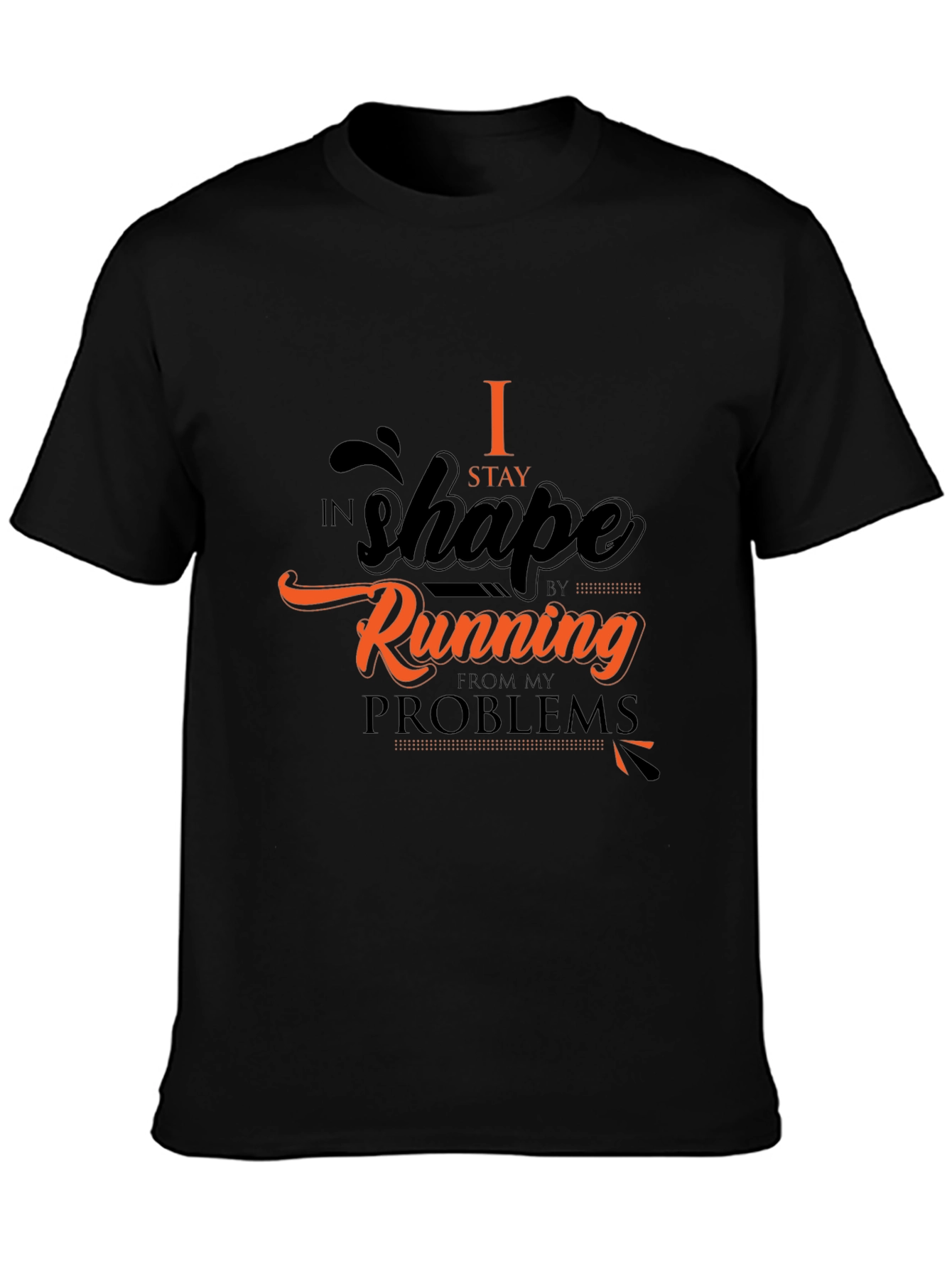 Mens Black T-Shirt - Running From Problems Graphic Tee